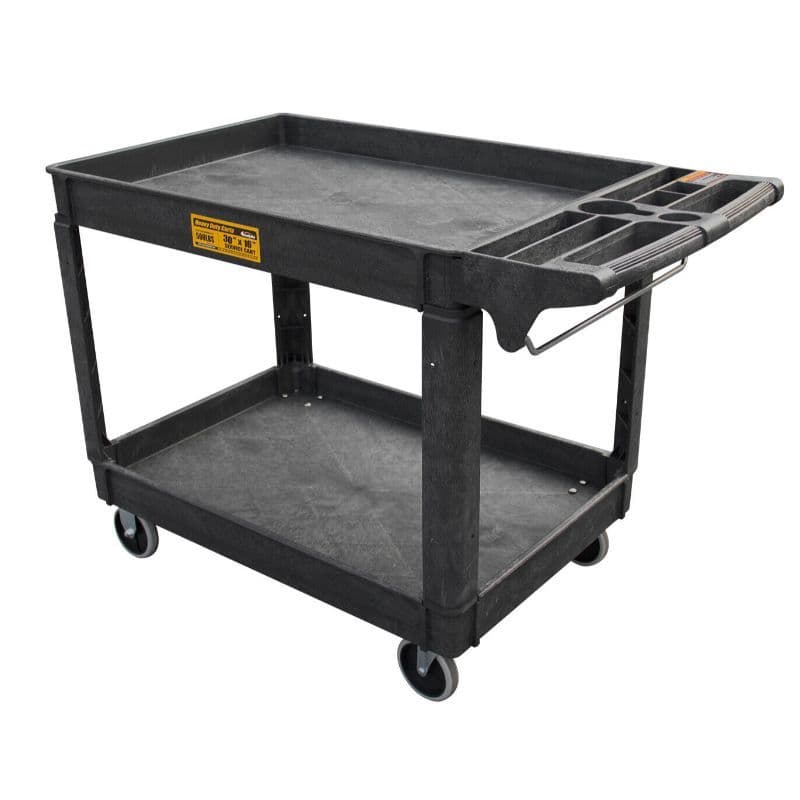TEMU Black 16" Hip Roof Steel Tool Box Or 16 X 30 Inch Polypropylene Service Cart Heavy Duty 500 Lbs Tools Organizer, Rolling Service Cart