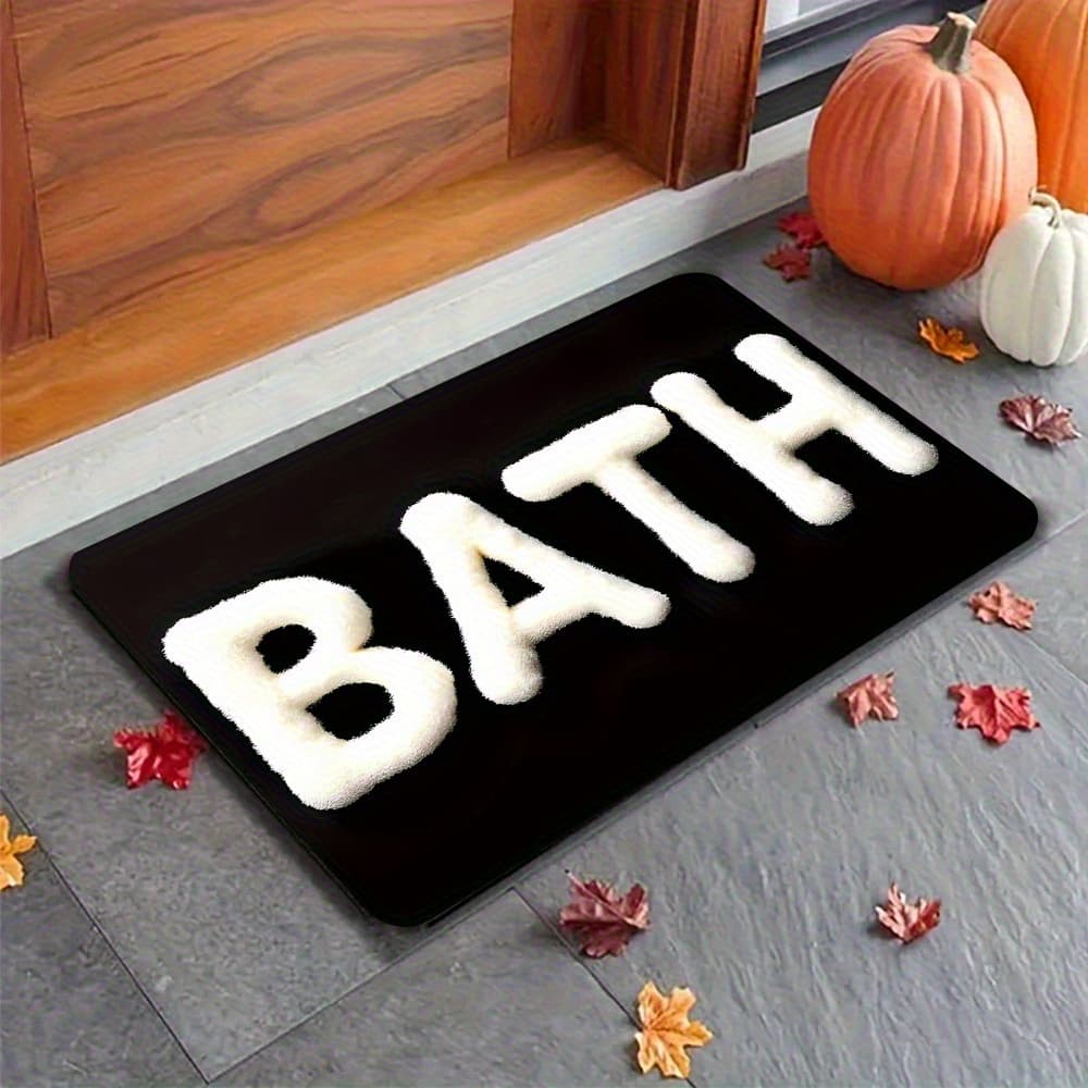 TEMU 1pc Bathroom Theme Pattern Large Size Non-slip Diatomaceous Earth Mat, Super Absorbent And Machine Washable, Suitable For Laundry Room And Entryway