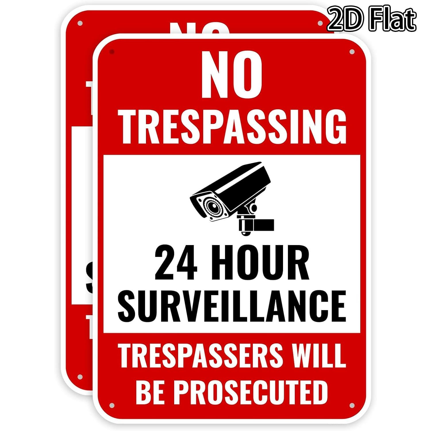 TEMU Metal Sign For 24-hour Surveillance, 8x12 Inches - Private Property, No Trespassing - Security Camera Warning Sign