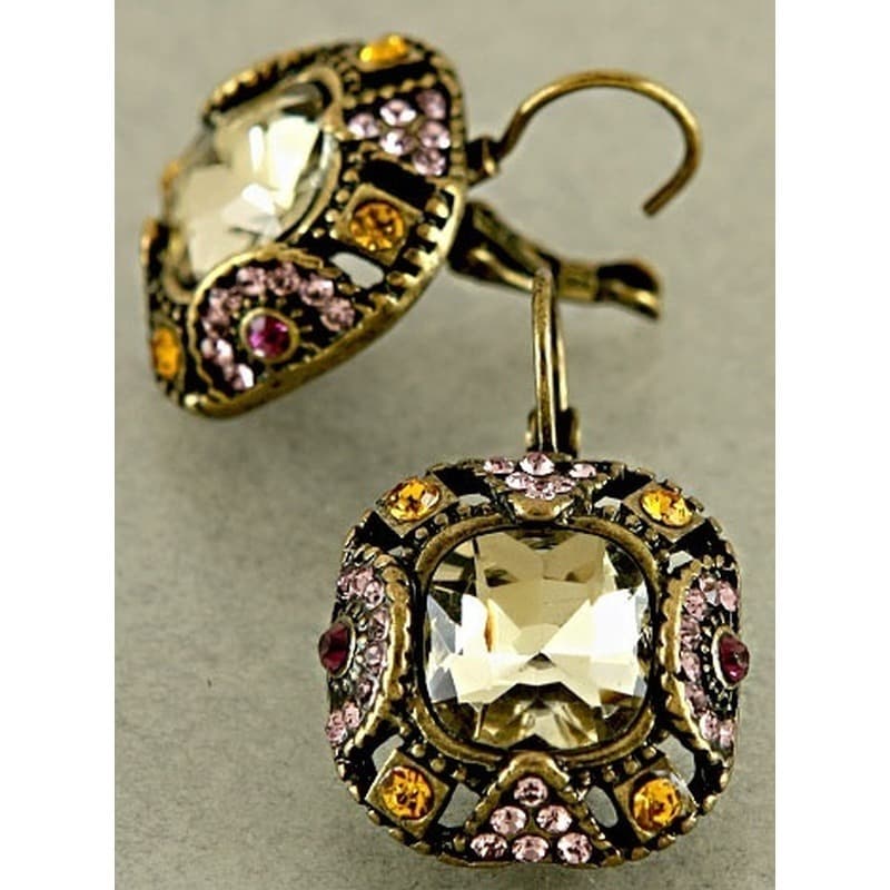 TEMU 2pcs Exquisite Vintage Multicolored Dangle Earrings Retro For Theme Party Gala Night Add Unique Jewelry For Who Intricate Vintage And Colorful Design