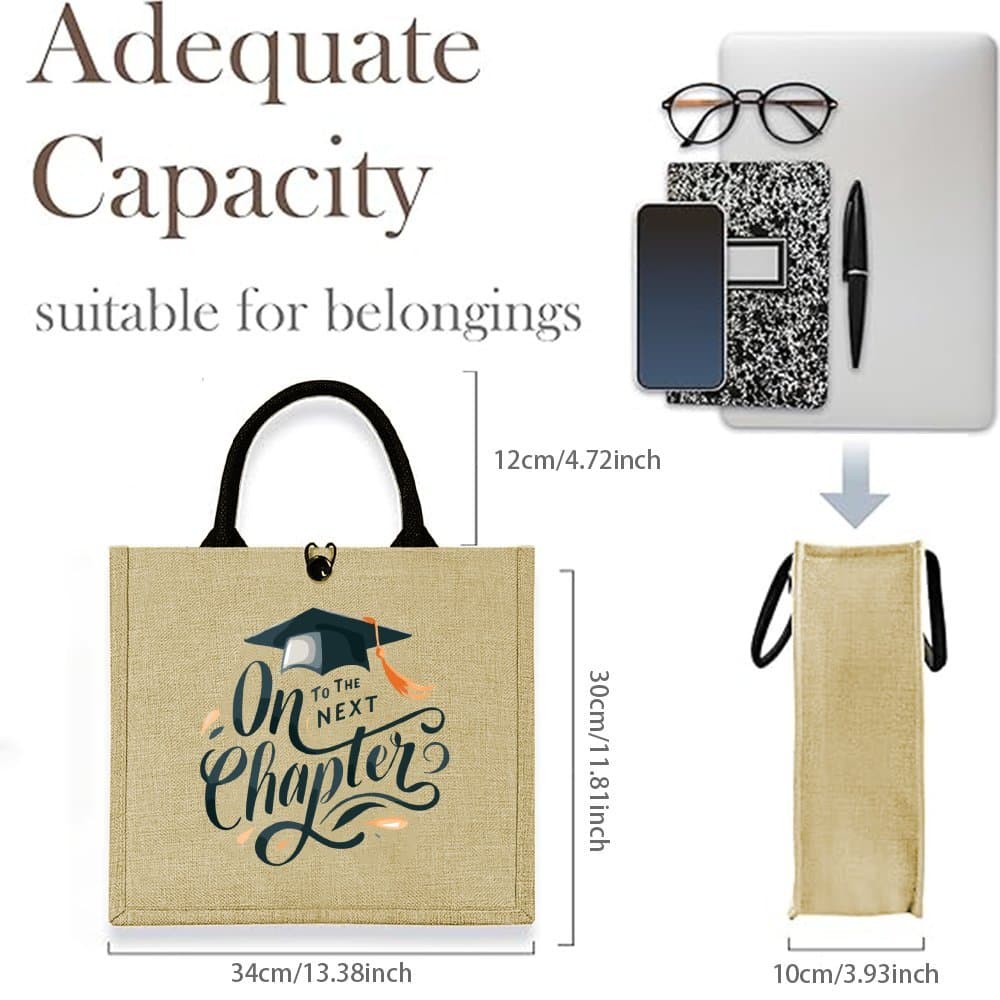 TEMU Aesthetic 2025 Graduation Season Tote Bag, Senior 2025, Quotations Printed Handbag, Large Capacity, Trendy , Durable Jute Bags For Outdoor Picnic, Party, Traveling, Shopping