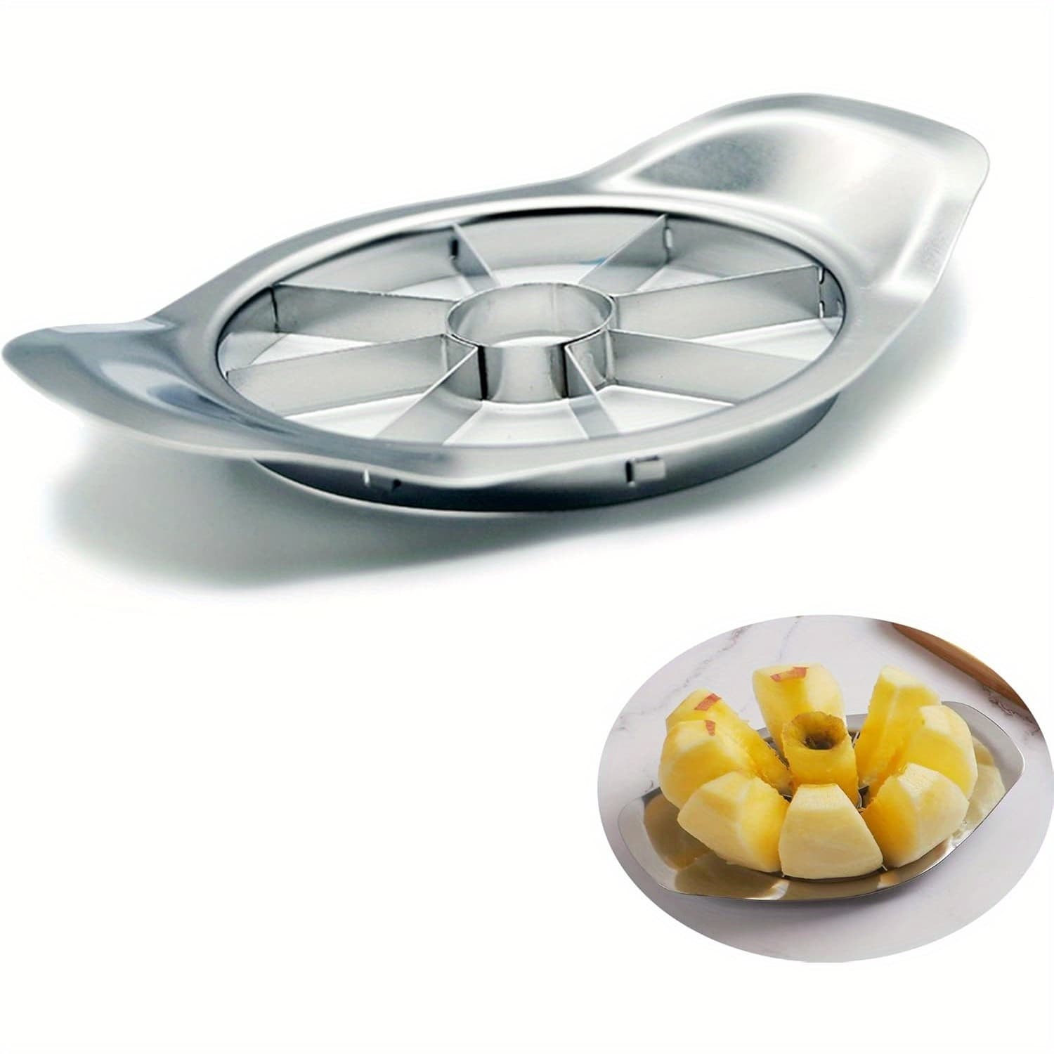 TEMU Cutter Stainless Steel Slicer 8-blade Extra Large Slicer Stainless Steel Cutter Heavy Duty Corer & Slicer For Up To 4 Inches