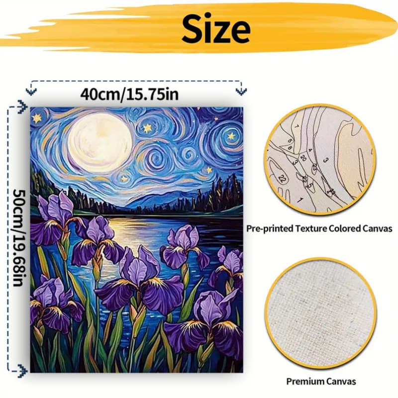 TEMU This Set Includes A Digital Painting Kit For Adults Featuring 24 Colors Of Acrylic Paints And Brushes (frame Not Included) Sized At 16x20 Inches. Merges Van 's Style With Landscape
