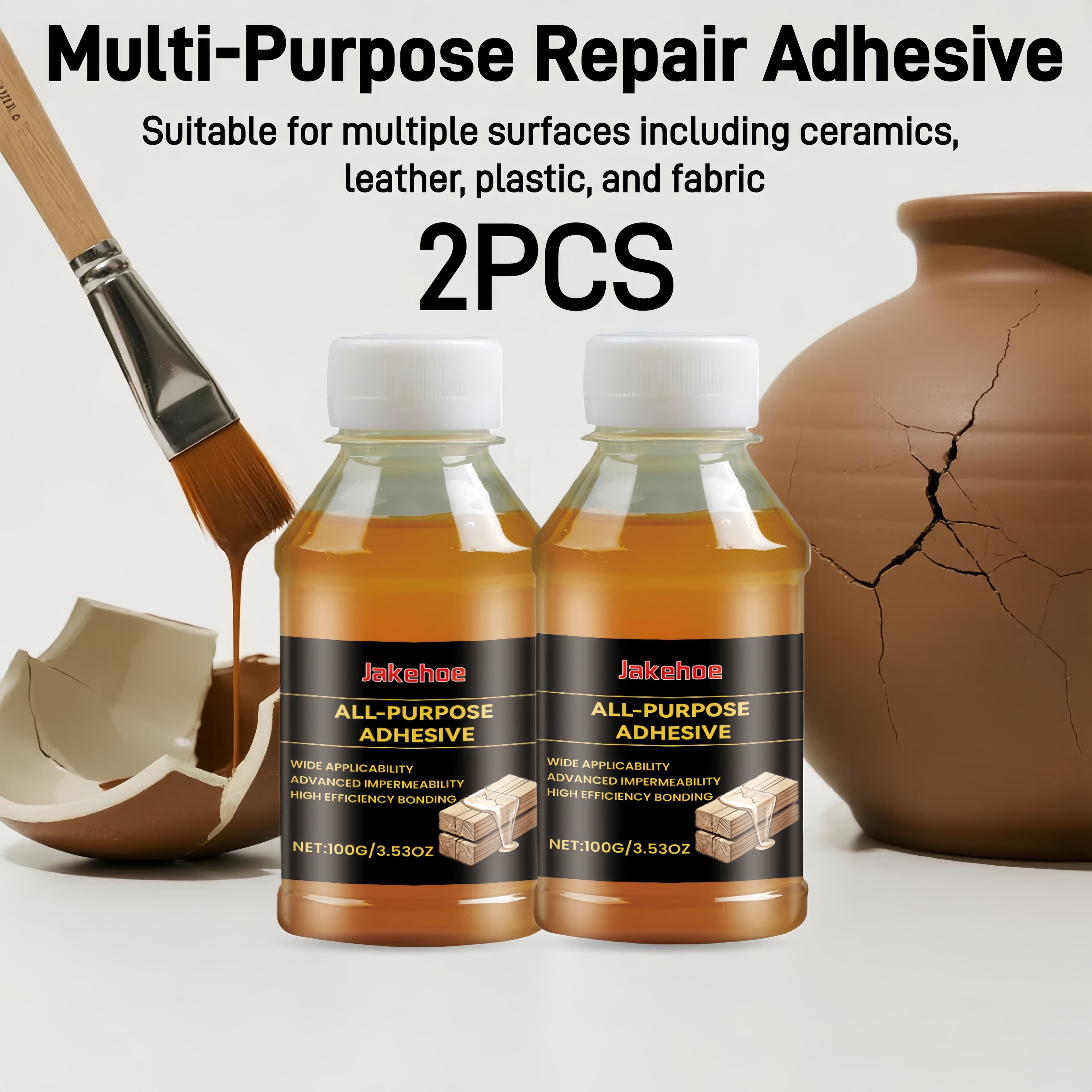 TEMU 2pcs Repair Adhesive Strong Bonding Quick-drying Non-toxic And Suitable For Ceramics, Leather, Plastics, Fabrics And More 100g X 2