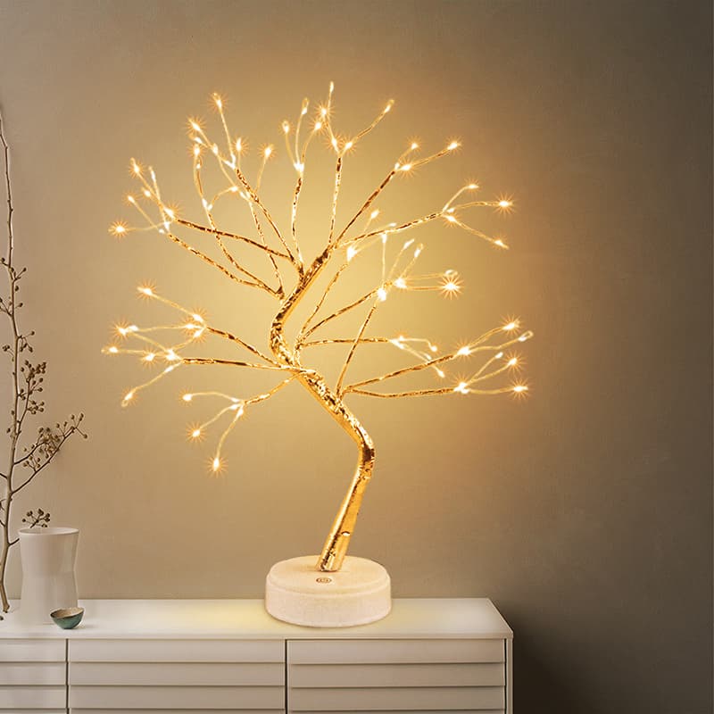 TEMU 108 Led Sparkly Fairy Tree Lamp, 8 , Warm White, Usb/ 3aa Battery, Indoor Diy Bonsai Decor, Festival Decoration Light For Living Room, Bedroom, Home, Festive, Night Light, Decorative.