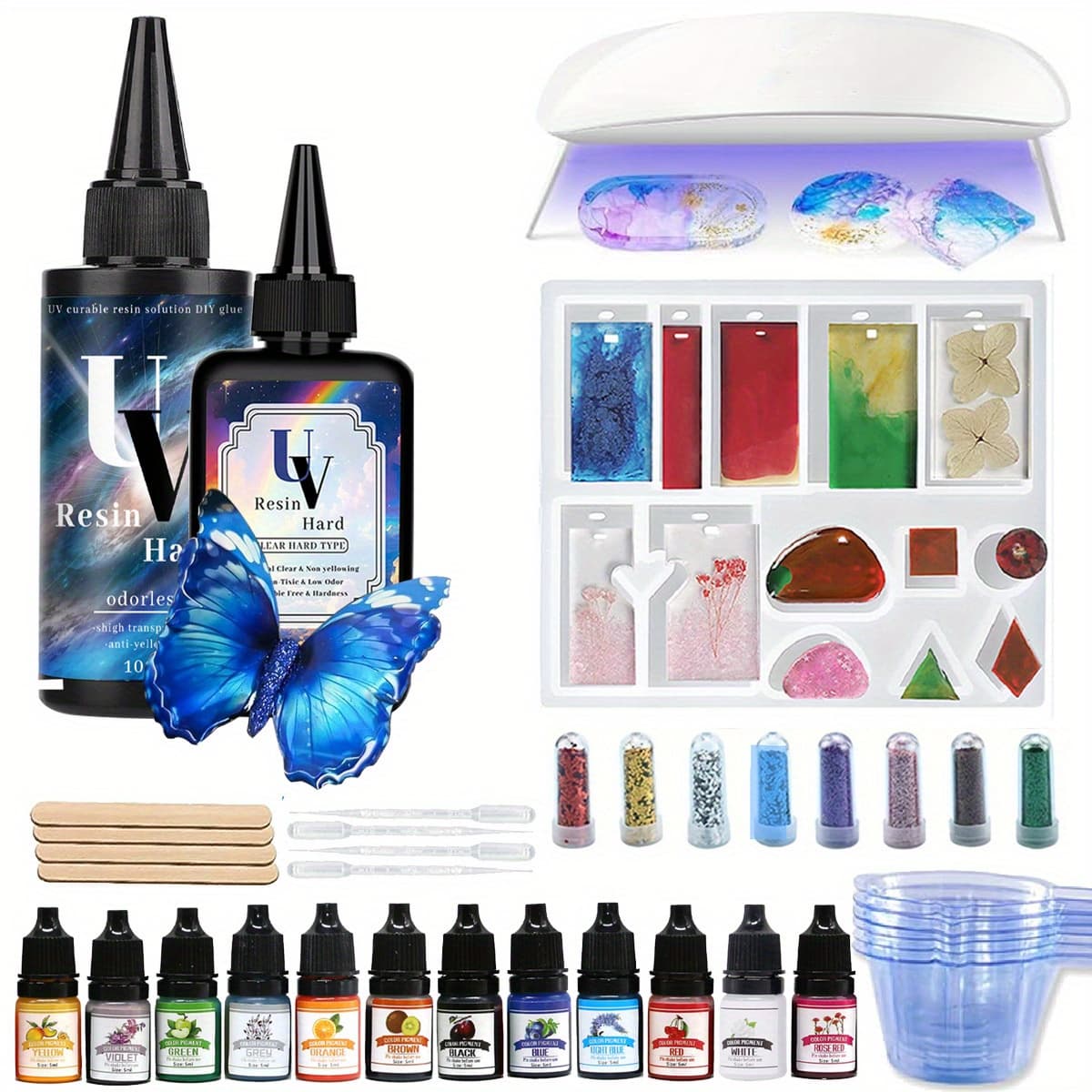 TEMU Uv Resin With Light, Upgraded Clear&low Odor Uv Resin Kit, Uv Light, Mat, Ultraviolet Epoxy Resin Hard, Uv Resin Starter Kit For Jewelry,