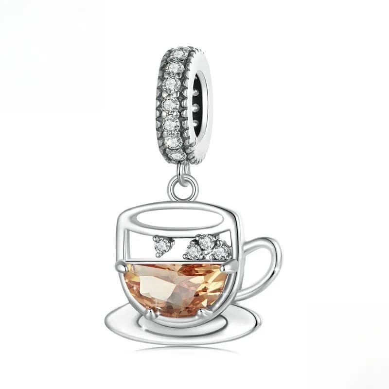 TEMU 1pc Versatile Coffee Cup Design Pendant, Inlaid Synthetic Zirconia, Gift For Best Friend, Party Gift, Suitable For Daily Music Festival, Halloween, Christmas, Party, Banquet, Perfect For Her