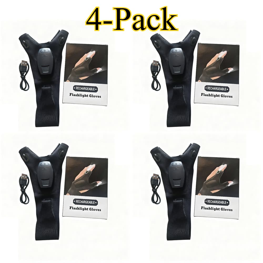 TEMU Four-pack Usb Rechargeable Led Gloves With Headlamp- Night Fishing Camping Outdoor Work Artifact, Unisex Usb Rechargeable Design, Father/boyfriend/fisherman Christmas Birthday Gift