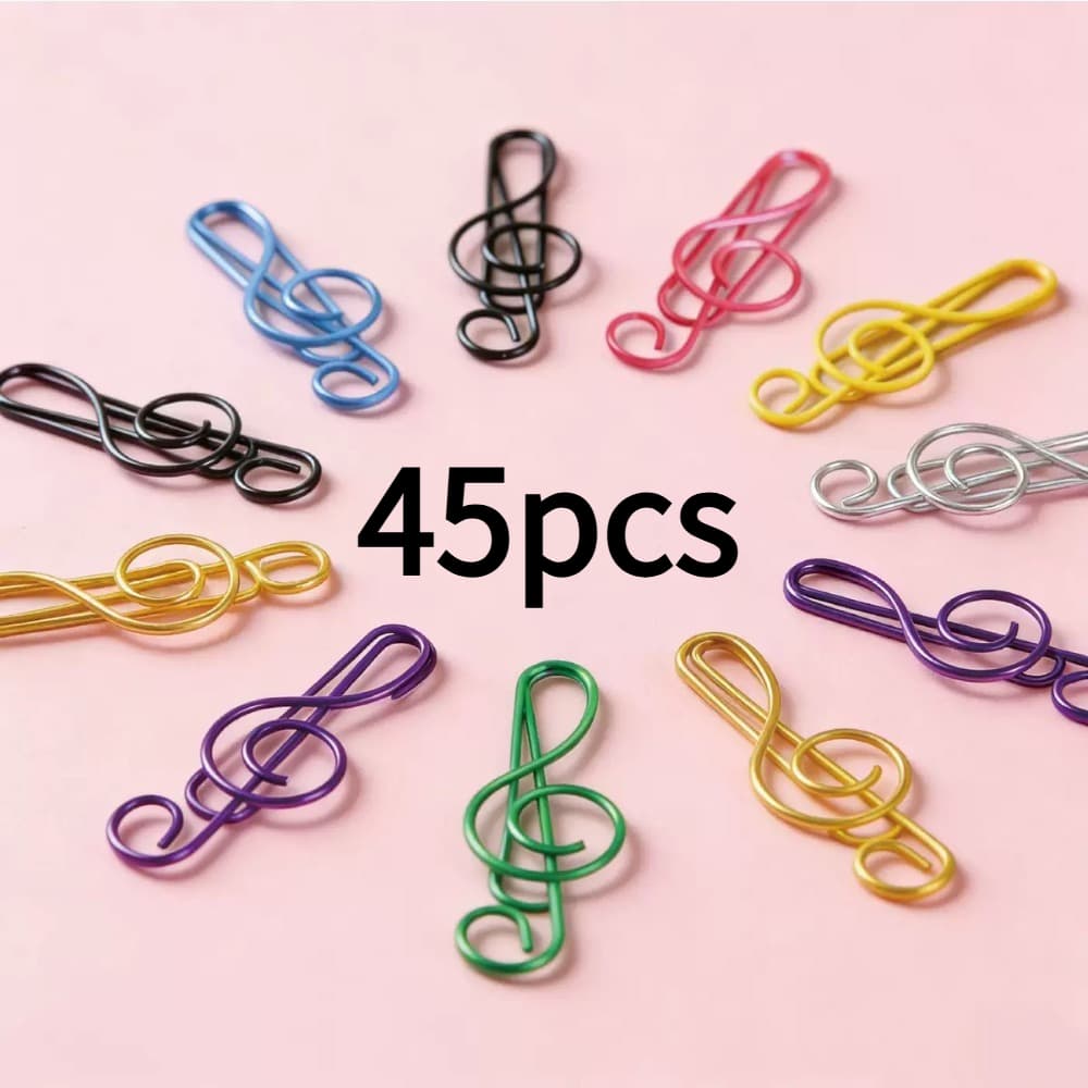 TEMU Set Of 45 Vibrant Paper Clips Shaped Like Musical Notes, Perfect For Organizing Files In Colors, Random Style