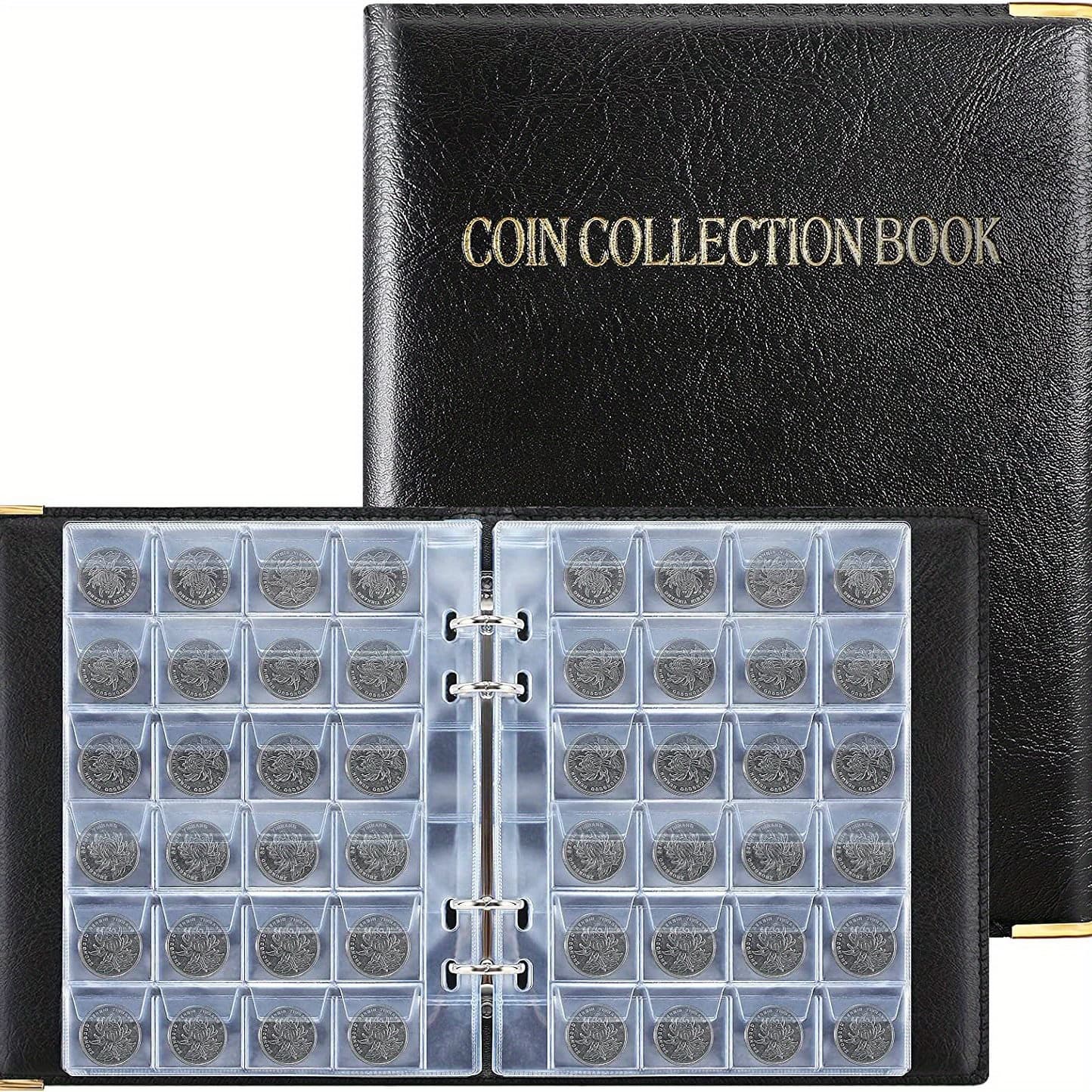 TEMU 480 Grid Thickened Pvc Binder Coin Collection Book Large Capacity Coin Storage Book
