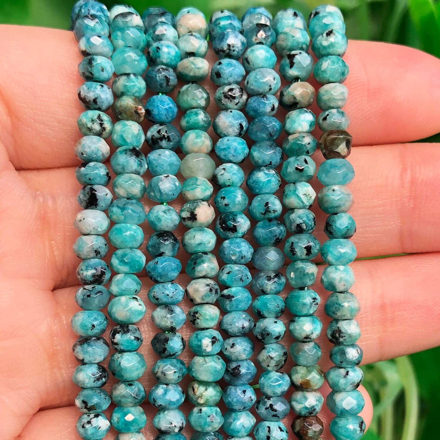 TEMU 3x5mm Natural Stone Lake Spot Jasper Rondelle Loose Spacer Bead For Jewelry Making Diy Unique Bracelet Necklace Earrings Accessories