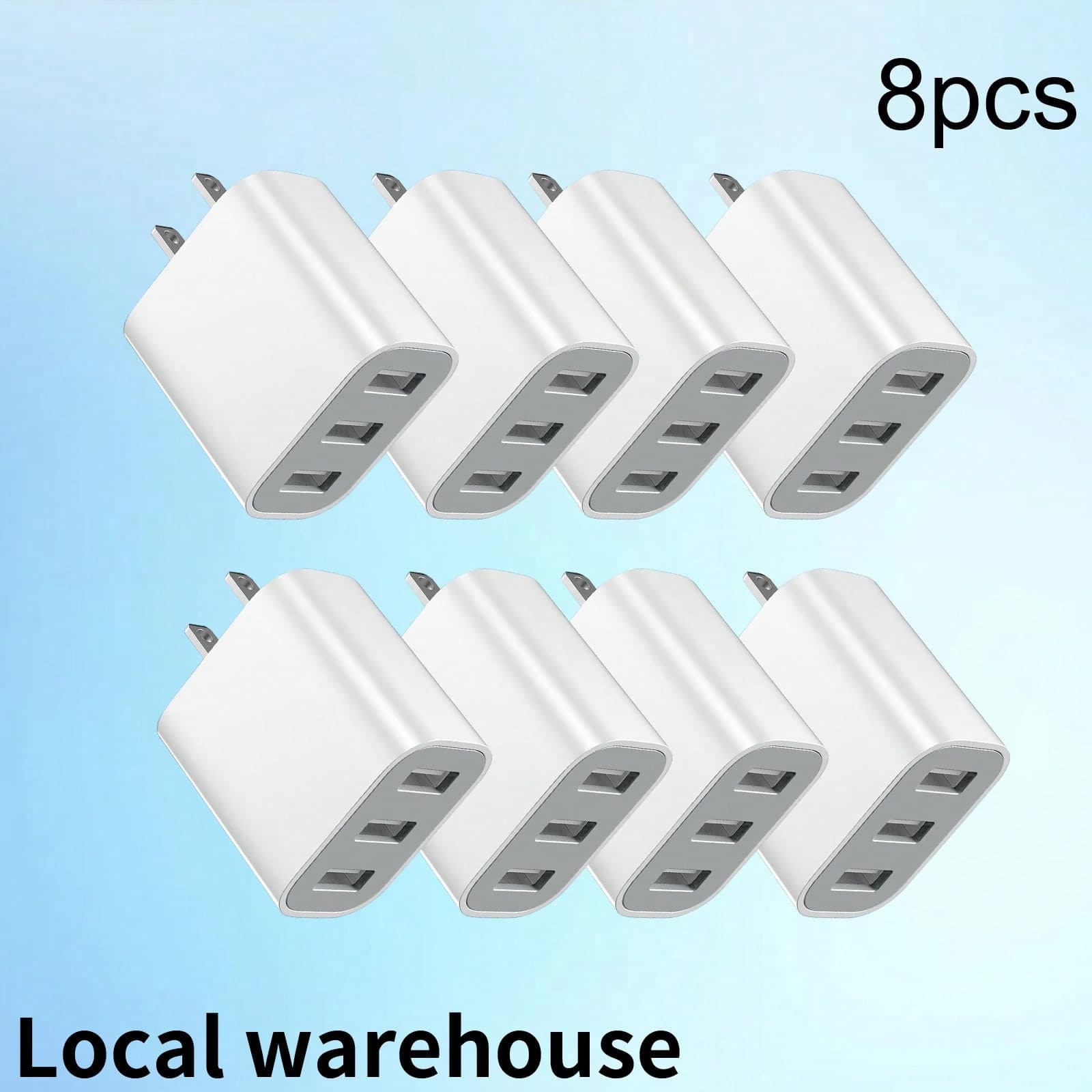 TEMU 8-pack 3-port Usb Phone Charger (cargador) - Universal Wall For Mobile Phones & Devices | Local Warehouse