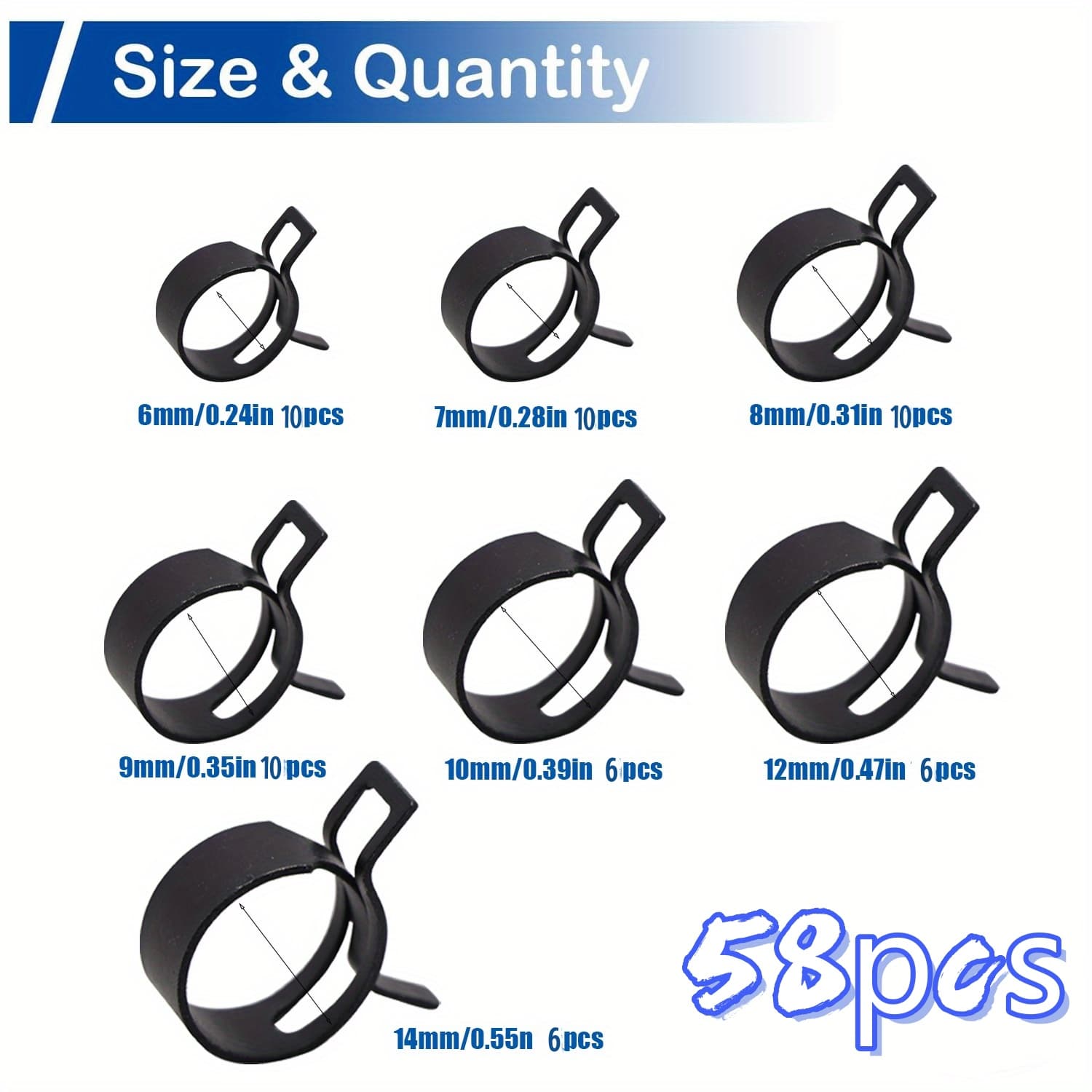 TEMU High Strength Black Hose Clamp Fuel Pipe Cooling Pipe Inlet Pipe Special Fastening Clamp Universal Joint Accessory