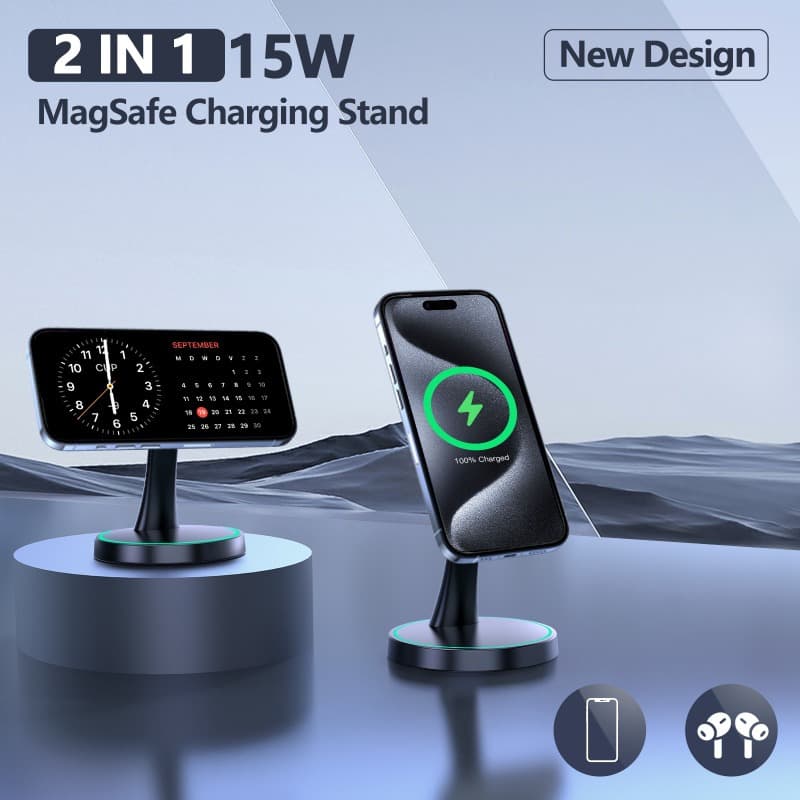 TEMU Oandys Magnetic Wireless Charger Stand 15w - For 16/16 Pro/16 Plus/16 Pro Max/15/14/13/12 Wireless Charging Station/pad With Sleep-friendly Light Christmas New Year Gifts For