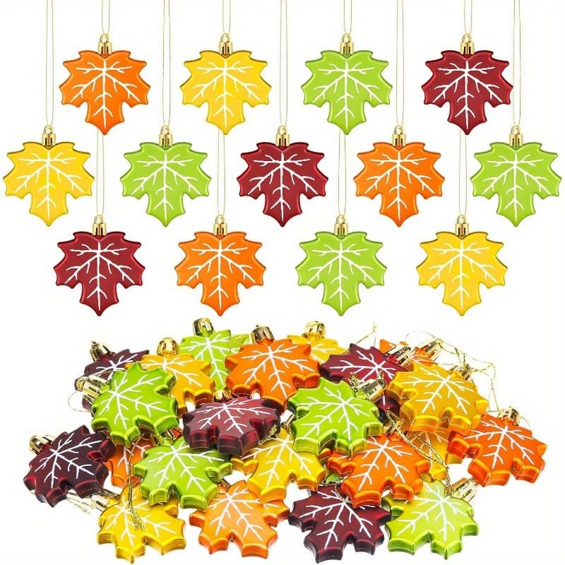 TEMU 2d Flat, 16thanksgiving Maple Decorations Autumn Leaf Hanging Pendants Wooden Flat Decorations Harvest Autumn Party Supplies