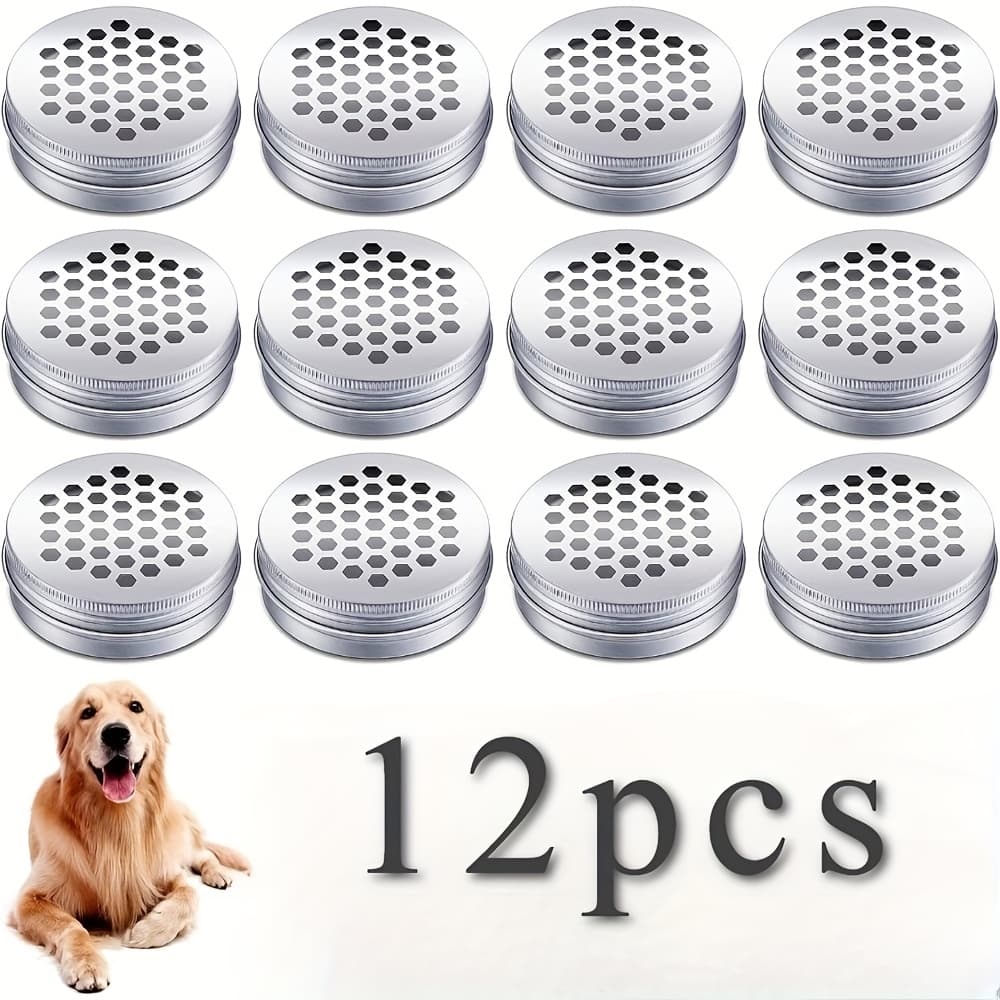 TEMU 12-pack Dog Sniffing Training Cans- Metal With Hole Lid, Durable Aluminum Cans For Pet Nose Training, Odor-resistant Jumping Game And Interactive Toys, Dog Sniffing Cans, Dog Toys