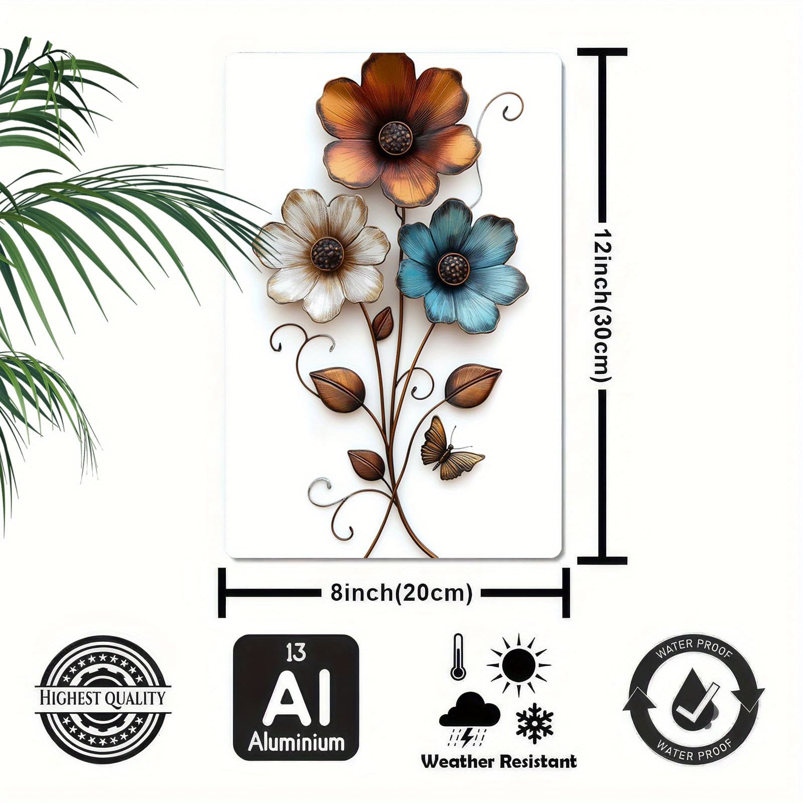 TEMU 2d Flat - 1pc "colorful Flowers And " Art 8x12 Inch Metal Sign, 2d Flat, Ideal And Artistic Decorations, For Decorating Living Room And Bedroom Walls