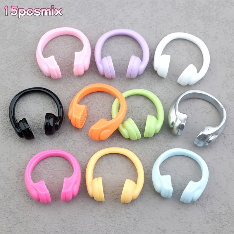 TEMU 15pcs Random Color Of Creative Headphone Additions - Resin Craft Pendants - Jewelry For Necklaces, Bracelets, And Earrings, Perfect For Holiday Gifts