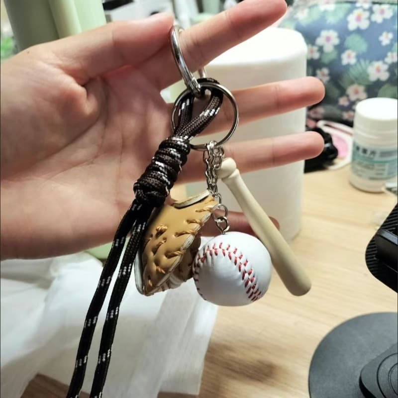 TEMU Sporty & Cute Plush Keychain Backpack Charm - Baseball & Cartoon Doll, Perfect For Backpacks, Keys, Gym Bags & Gifts, Trendy Casual Accessory