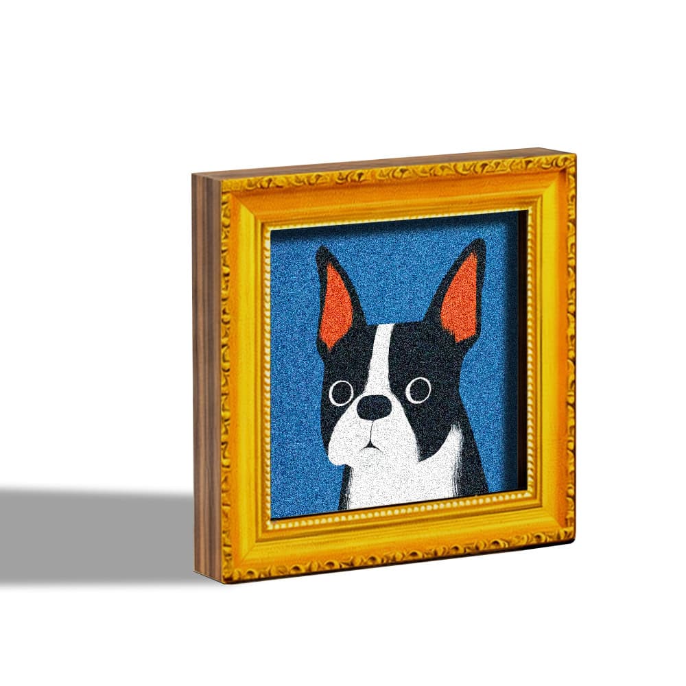 TEMU 1pc Cute Fridge Magnet - Mini Wooden Decorative Picture With Black & White Puppy & Orange Ears, Wood Board, Office - Gift Suitable For Home And Office Decor, Dog