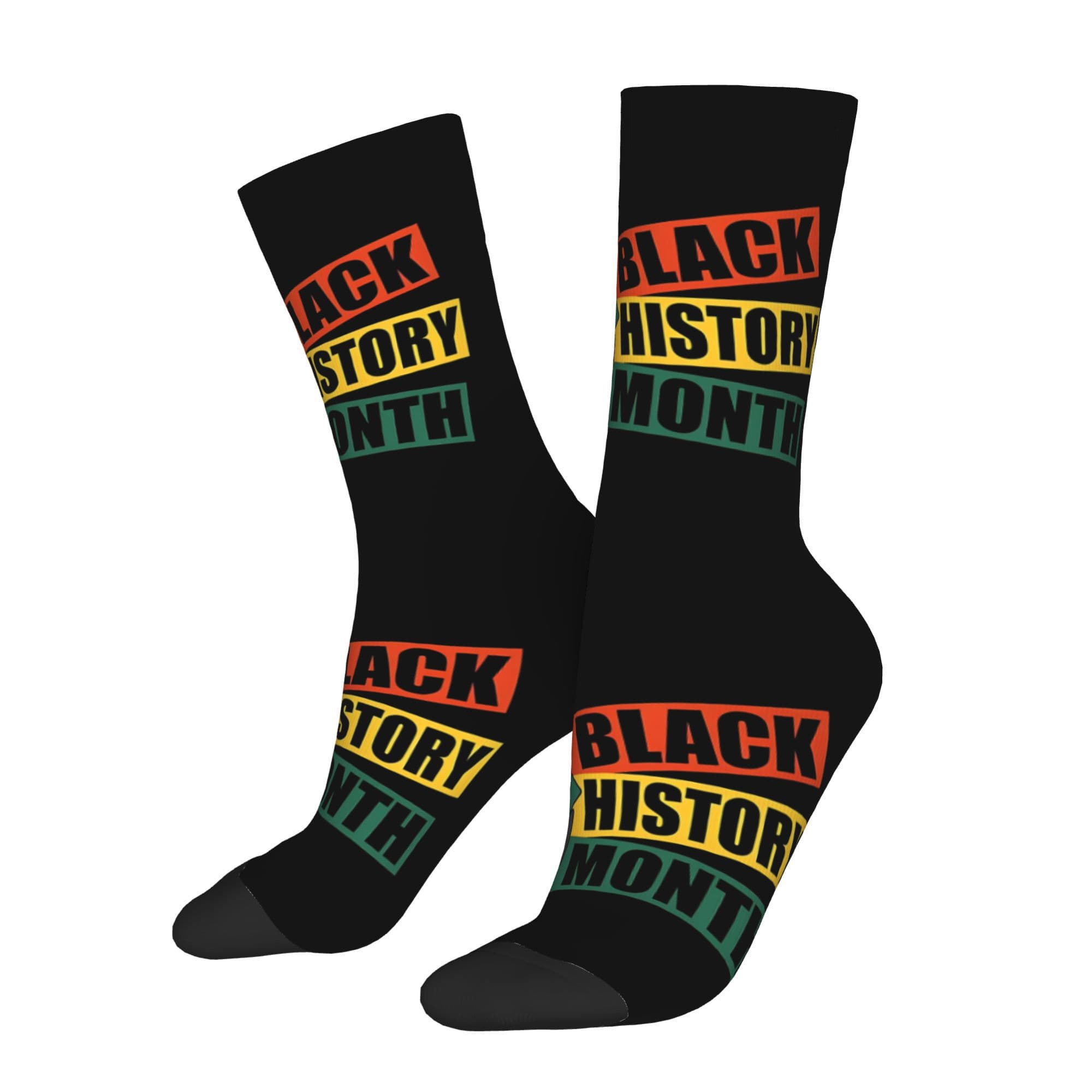 TEMU Cool Black History Month African American Printed Socks, Trendy Streetwear Style Mid-calf Hosiery, Fashion Casual Socks For Party