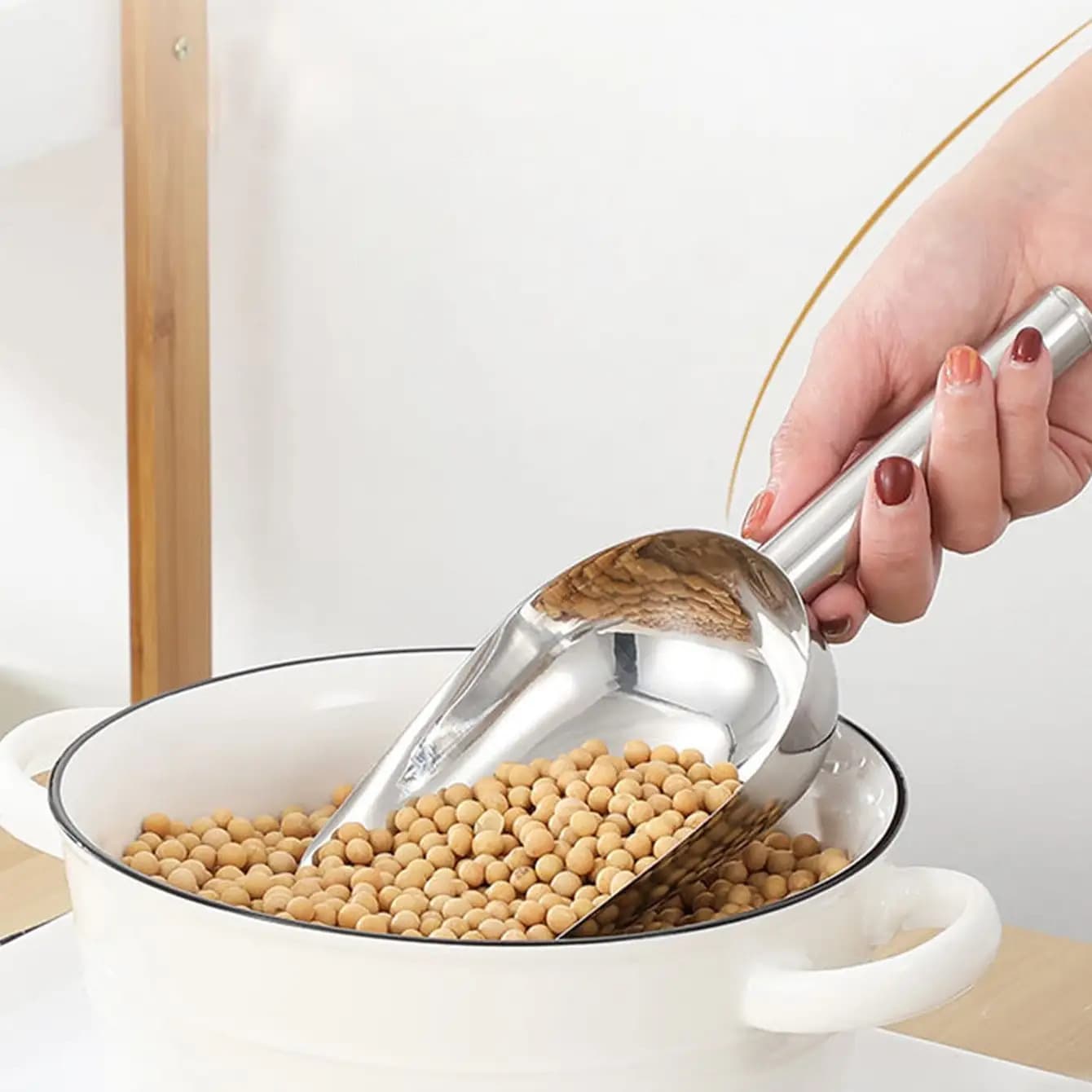 TEMU Stainless Steel Scoop, Kitchen Bucket, Tea, Coffee Beans, Flour, Soybeans, Popcorn And Candy