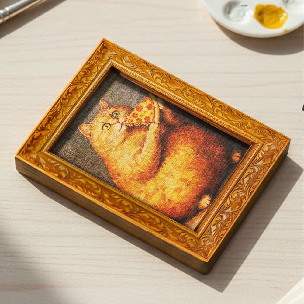 TEMU 1pc Cute Orange & Pizza Magnet - Wood Fridge Magnets Suitable For Home, Kitchen, Fridge - Wood Decorative & Functional Magnets, Fun Housewarming Gift For Cat Lovers