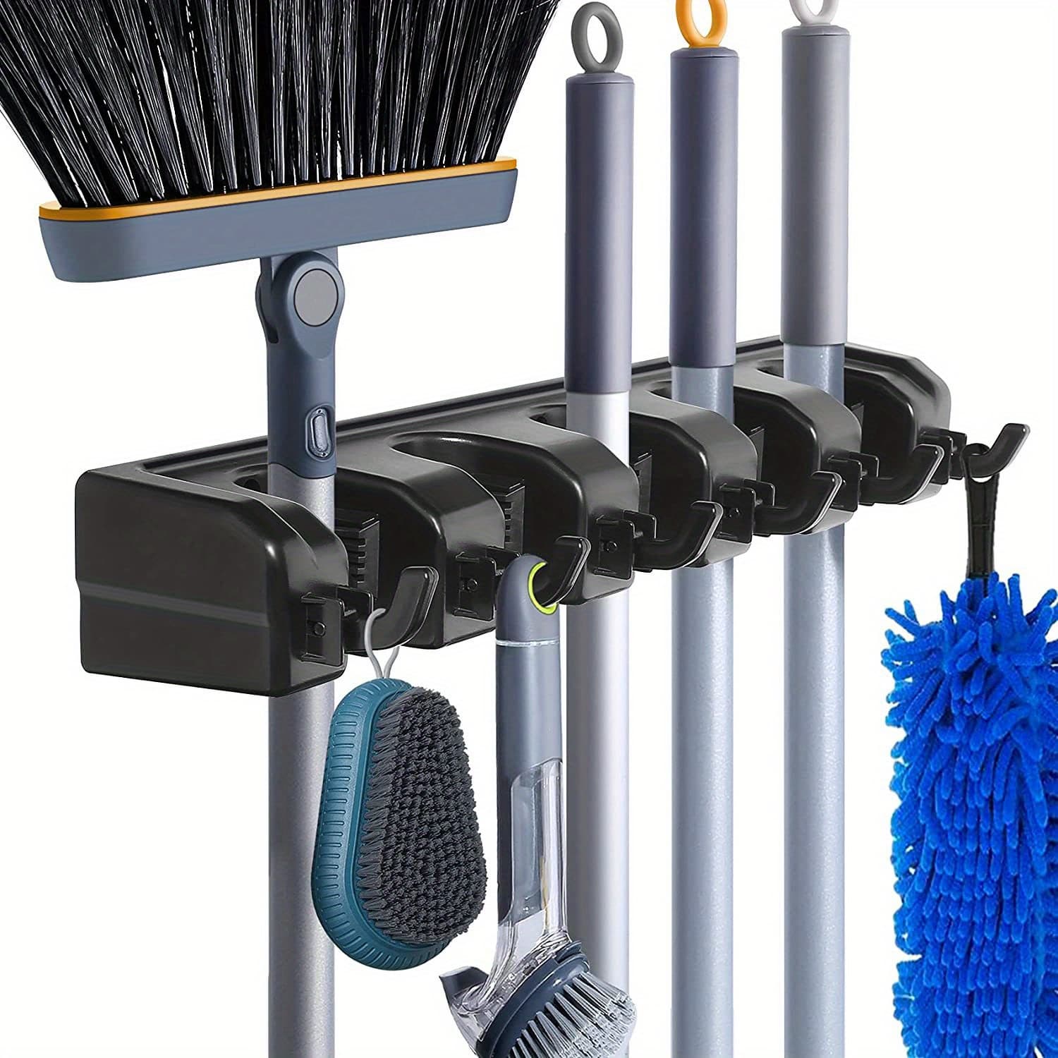 TEMU A Wall-mounted Rack For Organizing Garden Tools, Suitable For Laundry Rooms, Closets, Sheds, And Garages, Featuring 5 Slots And 6 Hooks, Perfect For . Storage And Organization