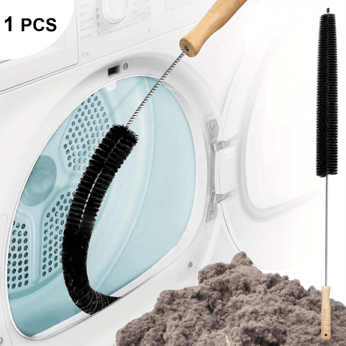 TEMU 1 Professional Cleaning Dryer Vent Cleaner Kit - Includes Lint Trap Design, Lint Remover Cleaning Soft Brush, Dust Collector And Soft Bristle Brush - No Batteries Required - Prevents Fire Hazards