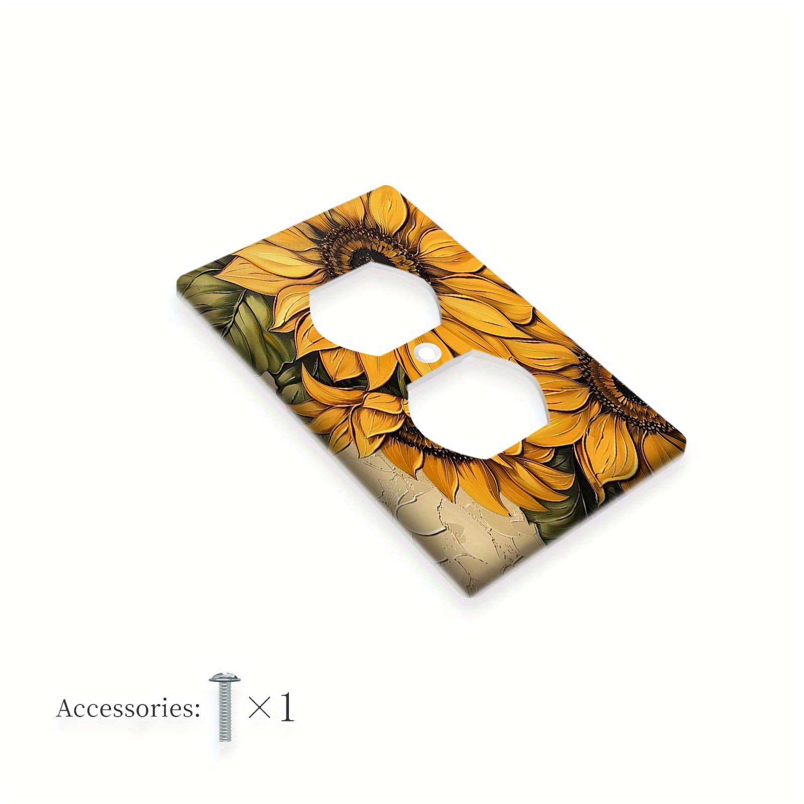 TEMU 1pc 1gang/2gang Attractive Sunflower Design Wall Plate Modern Light Switch Cover For Bedroom And Kitchen Home Decoration