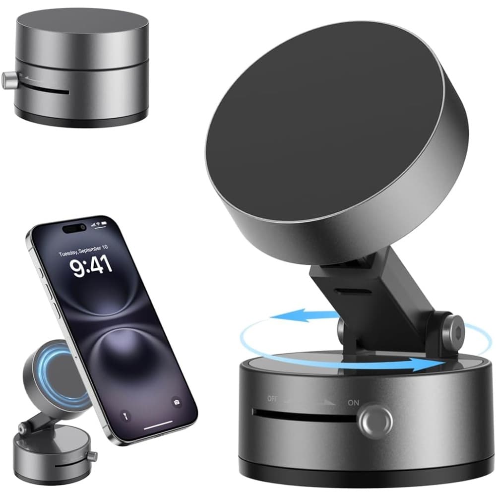 TEMU 2025 Upgraded Vacuum Suction Magnetic Phone Mount Extendable Strong Suction Cup Magnetic Car Phone Holder Suitable For Car/mirror/gym Foldable Car Phone Mount