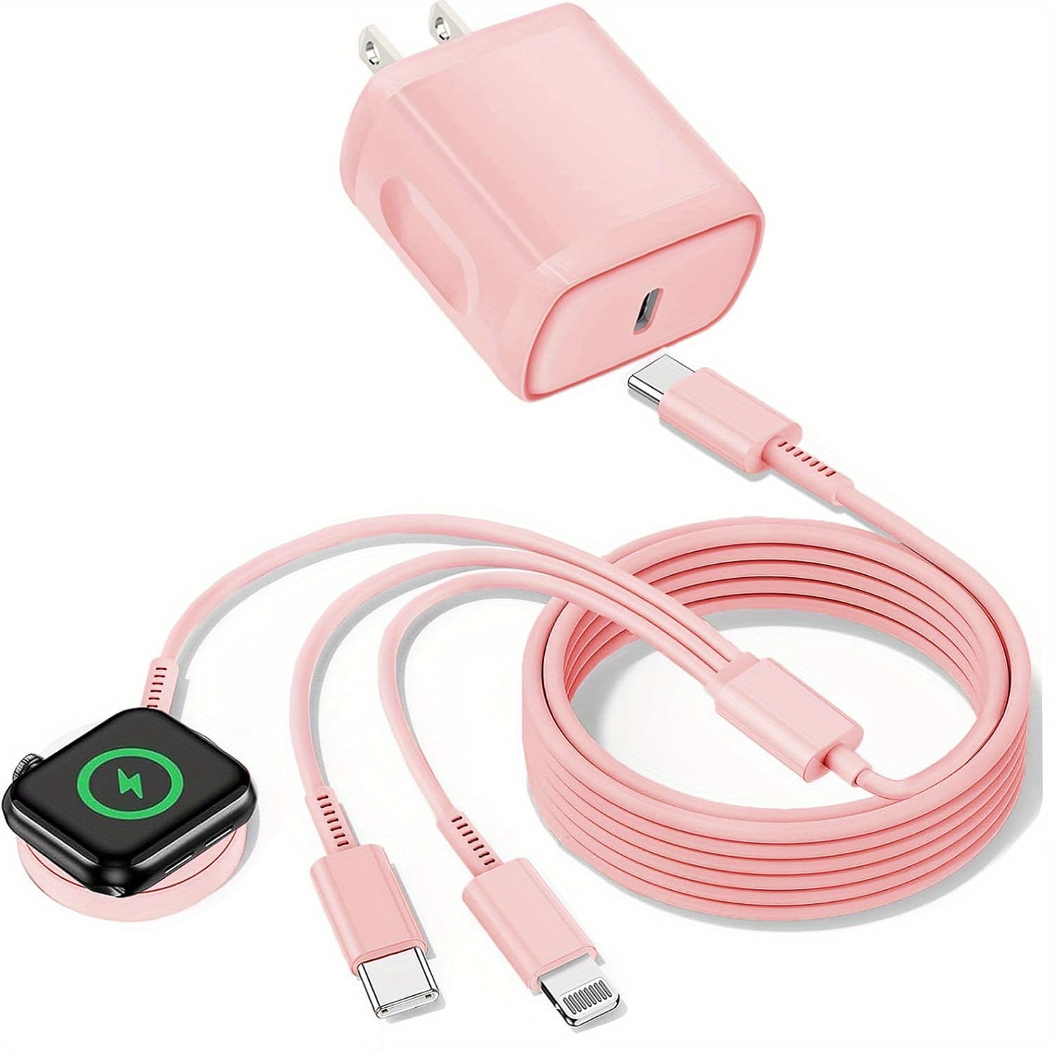 TEMU For Watch Charger Fast Charging, Upgraded 3in 1 Iwatch Cord 6ft With 20w Usb C Wall Plug Block Portable Travel Essentials Designed For And Series