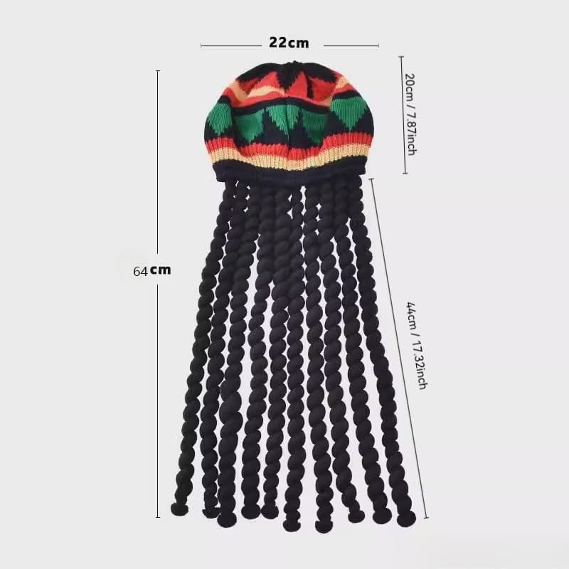 TEMU 1 Knitted Beret Featuring A Yarn Braid, Designed As Reggae Dreadlock Hat Perfect For Halloween