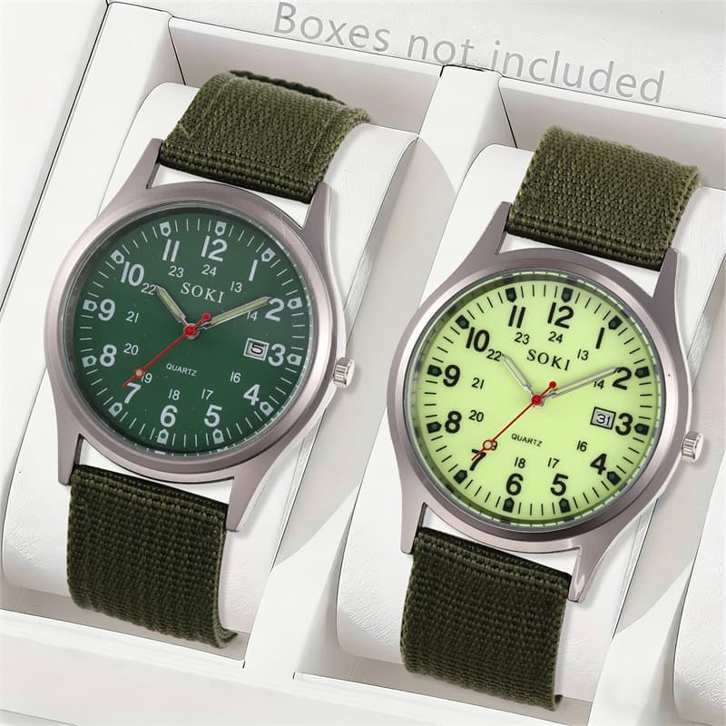 TEMU 2pcs Men's Watch Calendar Fashion Casual Nightlight Digital Dial Quartz Watch Suitable For Daily Wear, Back-to-, Graduation Season, Thanksgiving, Couples, The Best Gifts Watch