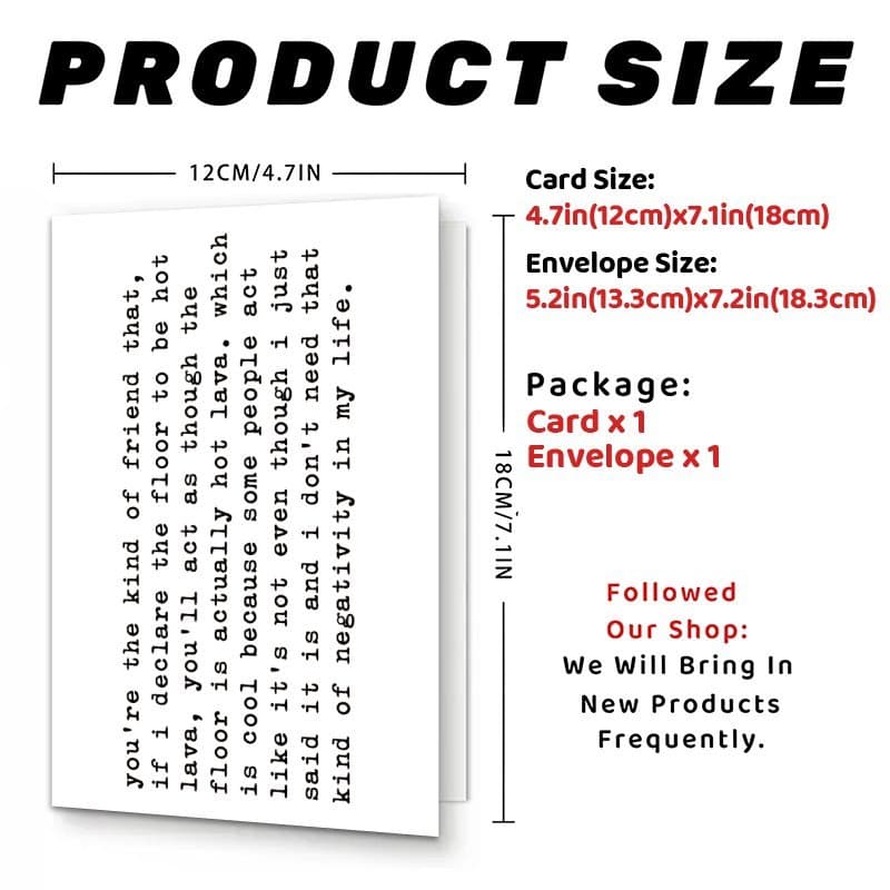 TEMU 1pc Sarcastic Greeting Card - Humorous Friendship Appreciation Note With Envelope For Best Friend