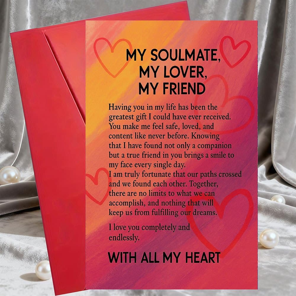 TEMU 1pc Romantic Love Card | Perfect For Couples Expressing Deep Friendship And , Ideal For Anniversaries, Valentine's Day, Or Special Moments | Envelope Included, Paper Material