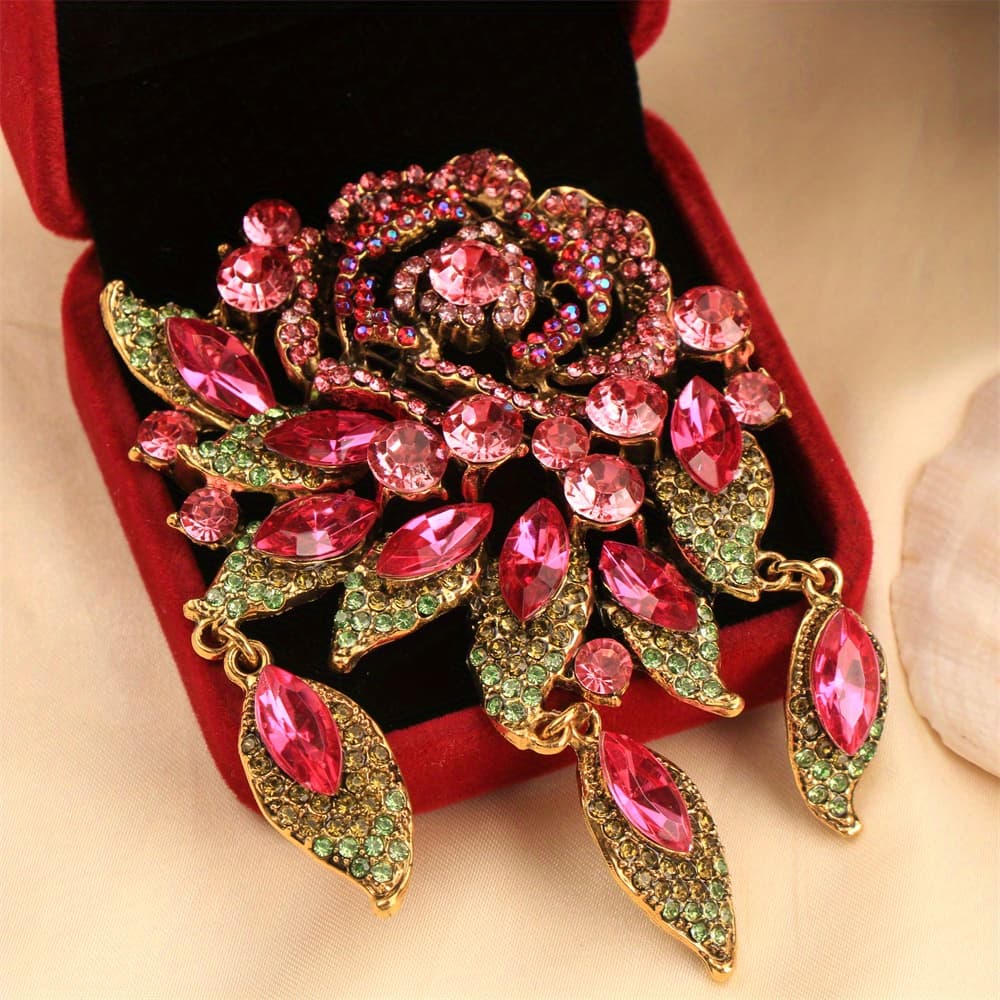 TEMU Baroque Luxury Beautiful Heavy-duty Flowers Colorful Glittery Design Men Women Brooch Pin