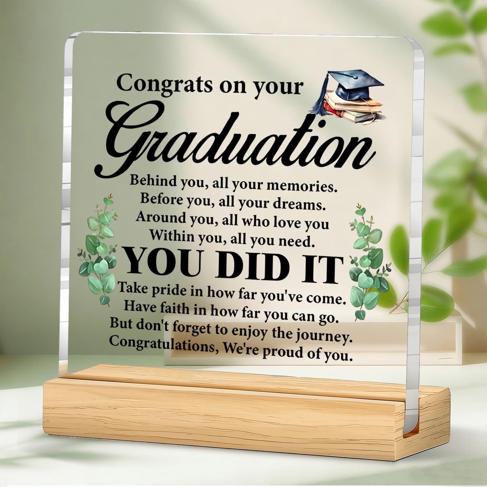 TEMU 2d Flat - [2d Flat] Acrylic Plaque Desk Decoration With A Graduation Theme, Showcasing A Message And , Perfect For As A Gift Or For Decorating A Home Office On Graduation Day