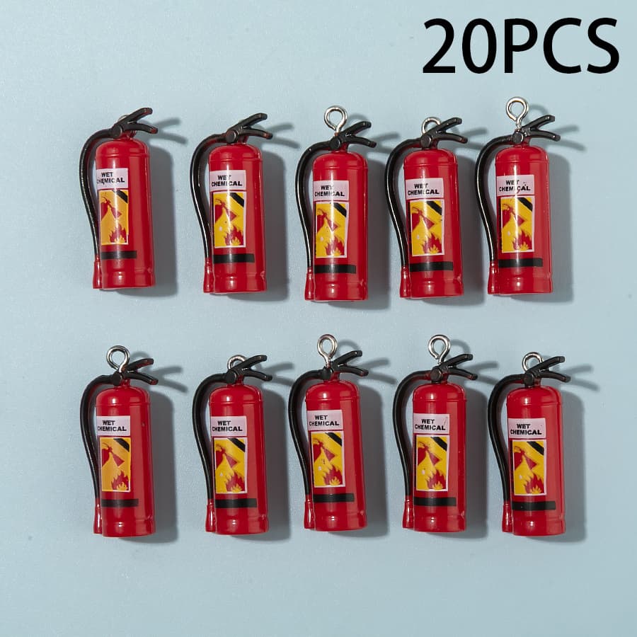 TEMU 5/10/20pcs Mini 3d Fire Extinguisher Pendant, Cute Plastic Fire Extinguisher, Beadwork, Jewelry Making Supplies, Role-playing Additions To Create A Unique Holiday Gift!