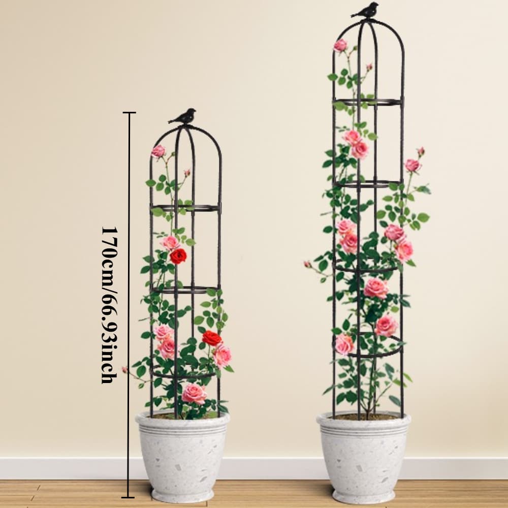 TEMU 1/2pcs Garden Obelisk Trellis For Climbing Plants, Rustproof Plastic Coated Metal Plant Support Tower, Tomato Cage For Outdoor Indoor Potted Plants, Vines, Roses, , Cucumber