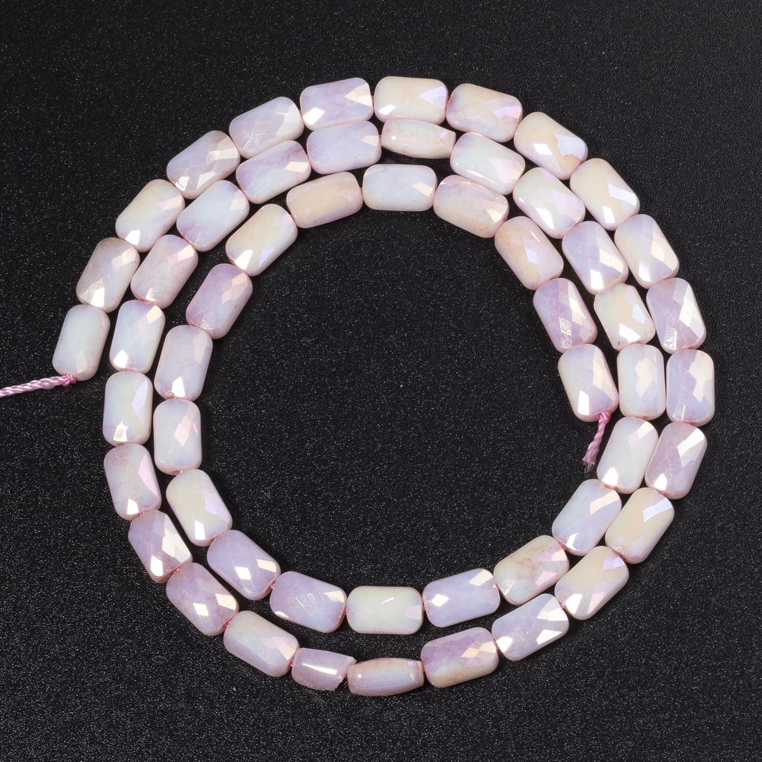 TEMU Set Of 50 Decorative Glass Beads In A Pink Grid Design, Measuring 4x7mm. Perfect For Beautiful Jewelry Such As Bracelets, Necklaces, And Earrings, Making Them Ideal Gifts For Women
