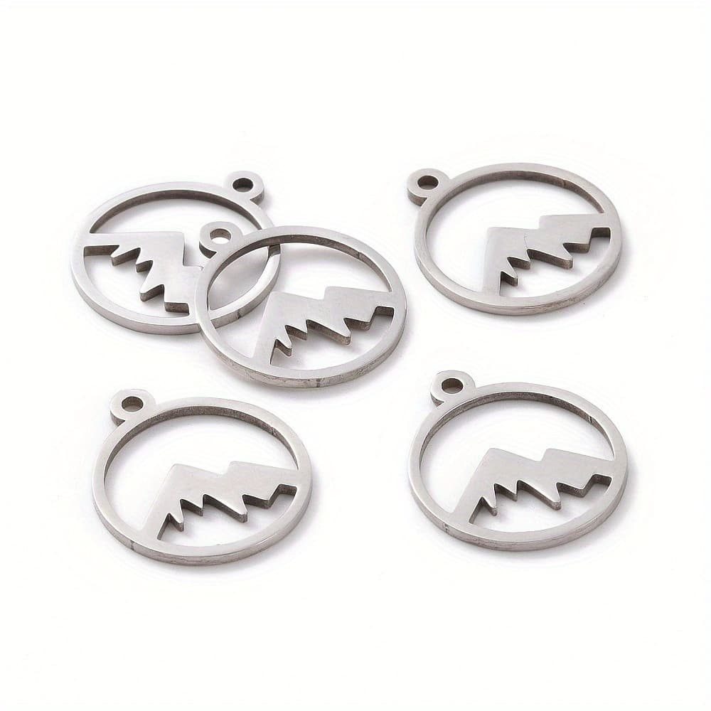 TEMU 5pcs Non-tarnish 201 Stainless Steel Laser Cut Pendants Mountain Silvery 17x14.5x1mm Hole: 1.5mm Jewelry Making Charms
