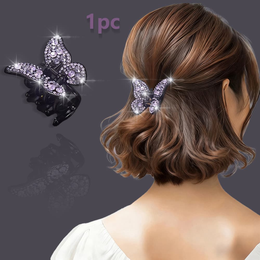 TEMU 1pc New Luxury Shiny Rhinestone Acrylic Hair Claw Clip, Women's Fashion Colorful Rhinestone Plate Hair Clip, Shark Clip, Suitable For Daily And Holiday Party Wear