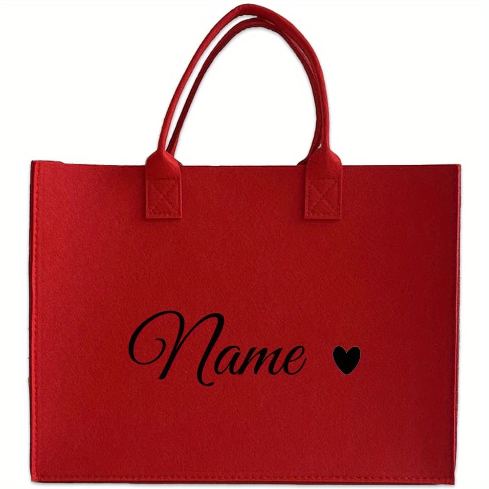 TEMU 1 Custom Personalized Felt Tote Bag, Heat Transfer Printing, Women's Tote Bag, Practical Work Bag, Bag, Stylish Travel Bag, Lightweight And Tote Bag | Suitable For Birthdays, Holidays, Weddings,