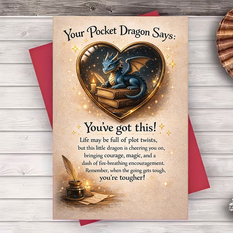 TEMU 2pcs (one Envelope And 1 Greeting Card)inspirational Dragon Greeting Card For Encouragement And Support Perfect Gift For And Colleagues Facing Challenges Or New Beginningsgreeting Card