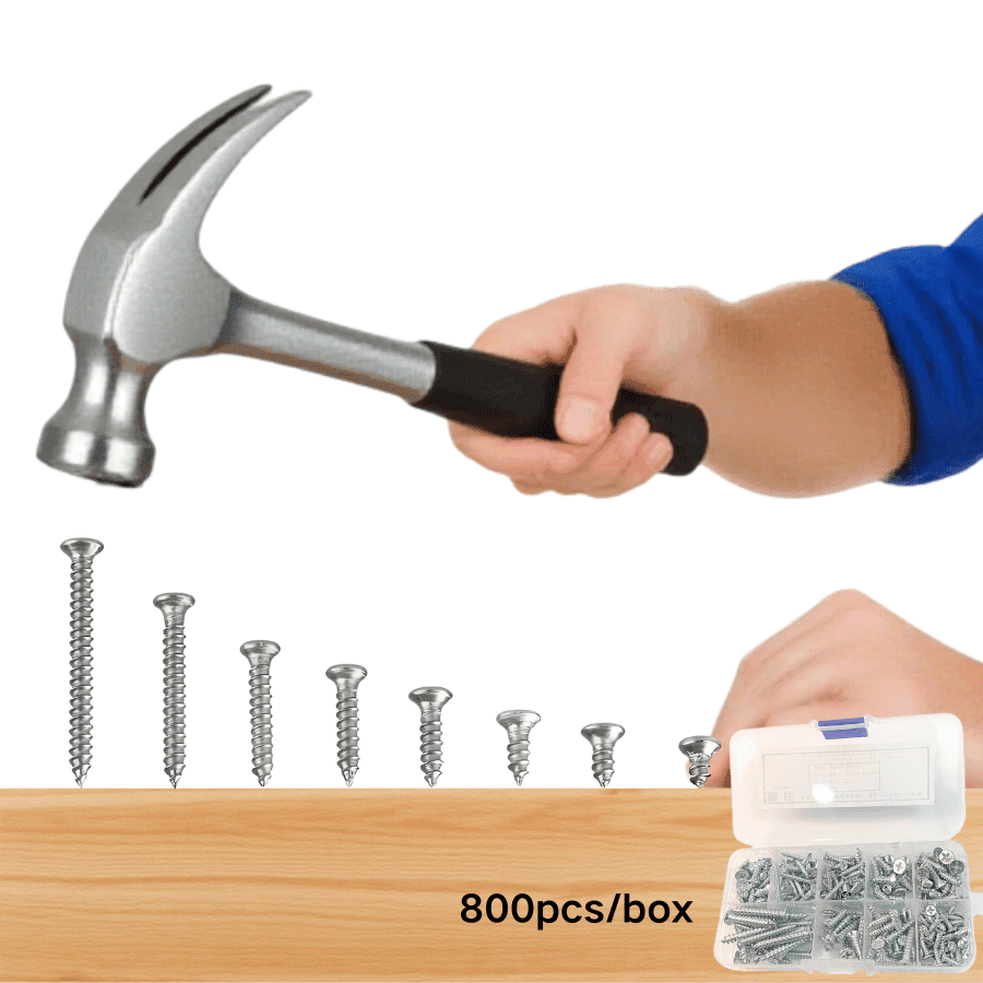 TEMU 800pcs Stainless Steel M2 Phillips Self-tapping Screws Set - Fully Threaded Metal Sheet And Woodworking Screws With Order Storage Box, -resistant Suitable For, Construction, Furniture Assembly