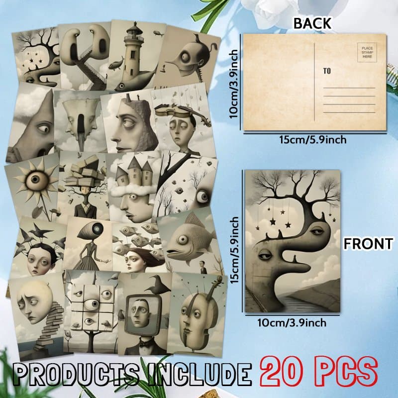 TEMU 20pcs Pcs Retro Eye-themed Postcards Suitable For - Personalizable Vintage Design, Thank You Cards, Congratulations, For All- Cards
