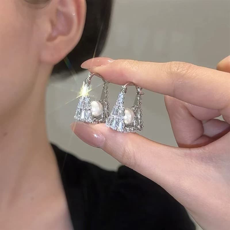 TEMU Designer Sense Light Luxury Handbag Ear High-end Versatile Niche Earrings Jewelry For Women