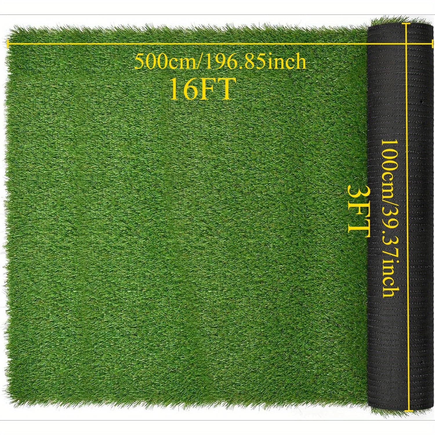 TEMU Premium Large Artificial Grass Mat 3ft X 16ft - Heavy Duty, Non-slip, Pet-friendly Turf For Home, Patio, Football & Playgrounds - Realistic 1.18in Grass