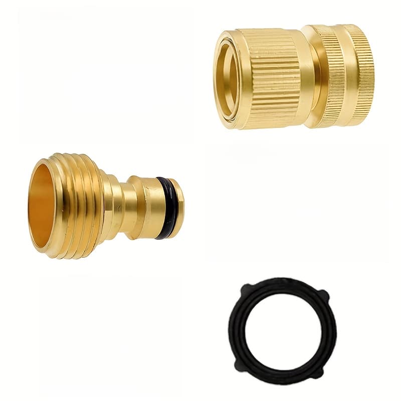 TEMU Garden Hose Quick Connector, Solid Brass 3/4 Inch Ght Thread Garden Quick Connect Kit, Male And Female Hose Fittings [ganicat ]